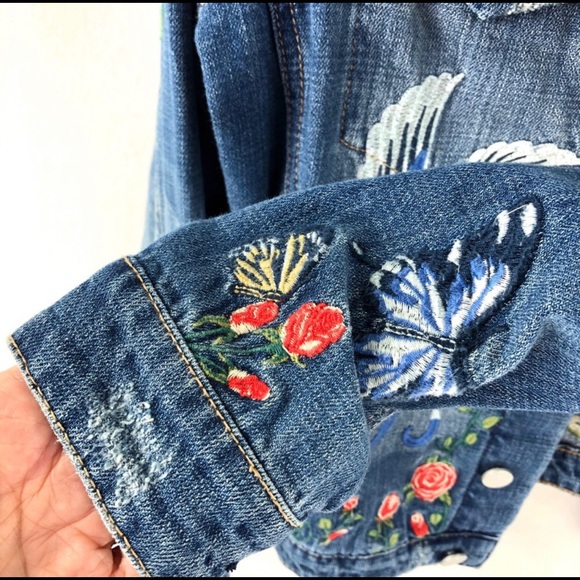 Blank NYC Wild Child Bird Embroider Denim Jacket S - Picture 9 of 15